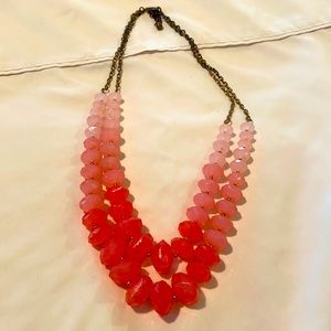 Anthropologie Pink Beaded Necklace Ombré Bling